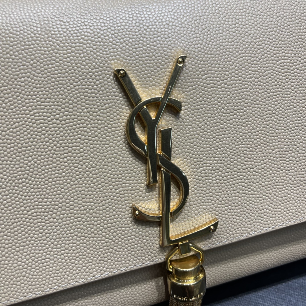 YSL Kate Tassel  in Apricot Grain Pattern Leather - Replica Luxury Bags™