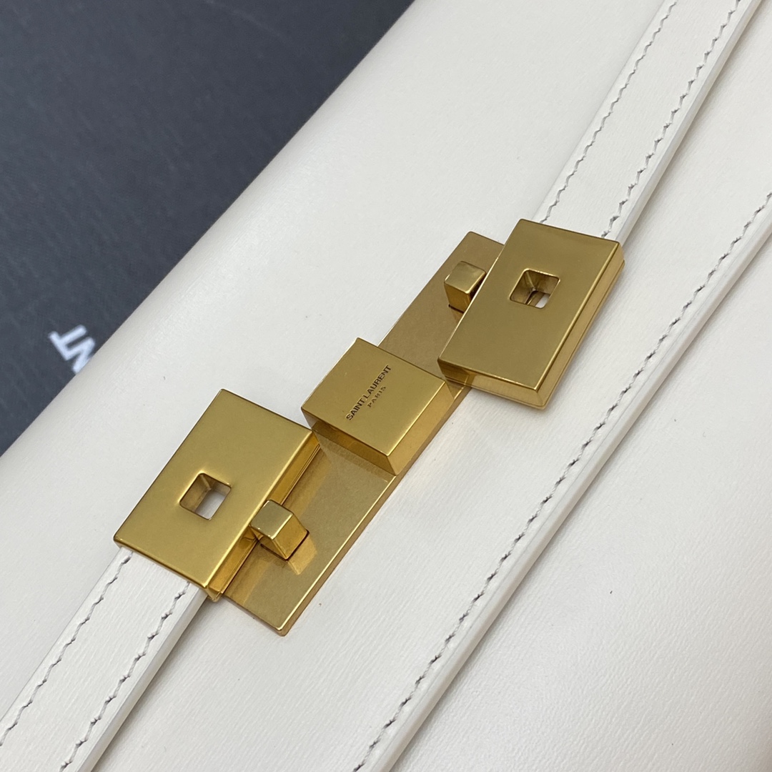 YSL Manhattan Clutch  in White Smooth Leather - Replica Luxury Bags™