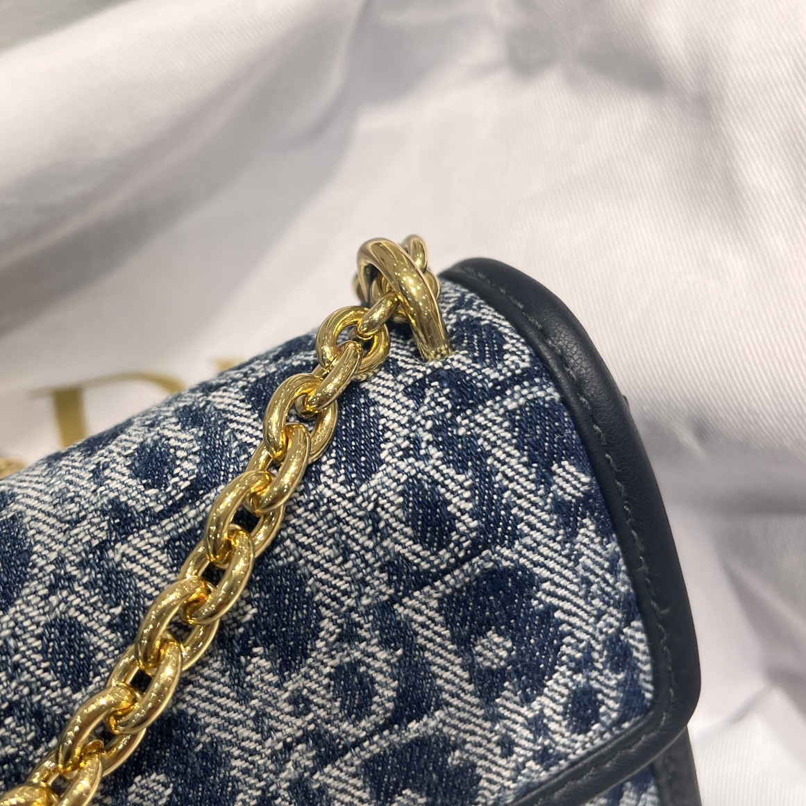 30 Montaigne East-West  with Chain - Blue Denim Dior Oblique Jacquard - Replica Luxury Bags™