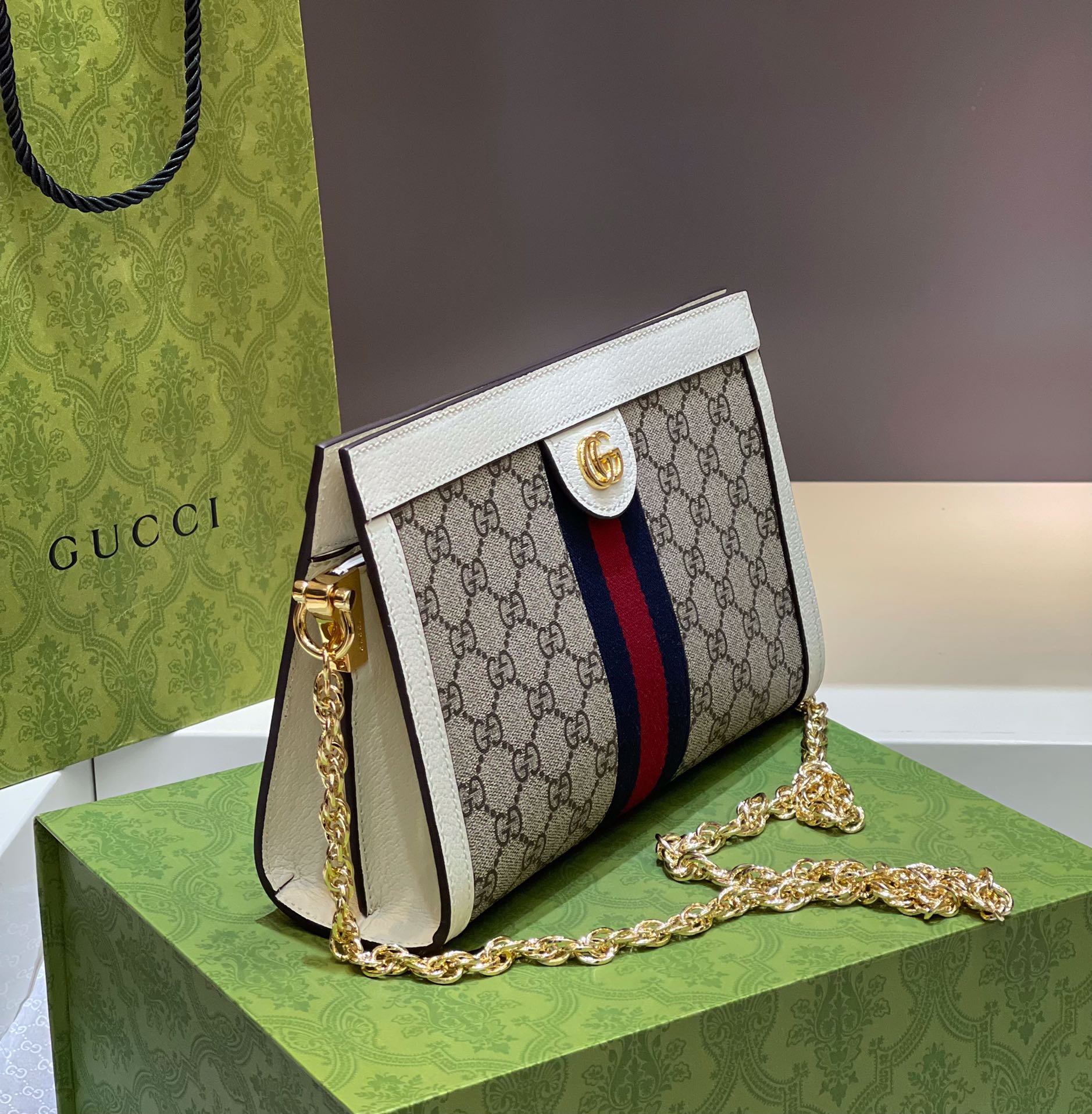 Gucci Ophidia Mini & Small Shoulder  in White Leather Trim | Letter - Replica Luxury Bags™