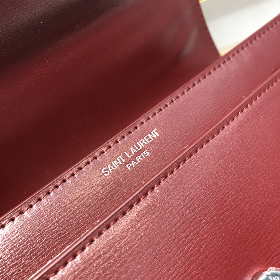 YSL Sunset  in Red Smooth Leather Silver-Toned Hardware - Replica Luxury Bags™
