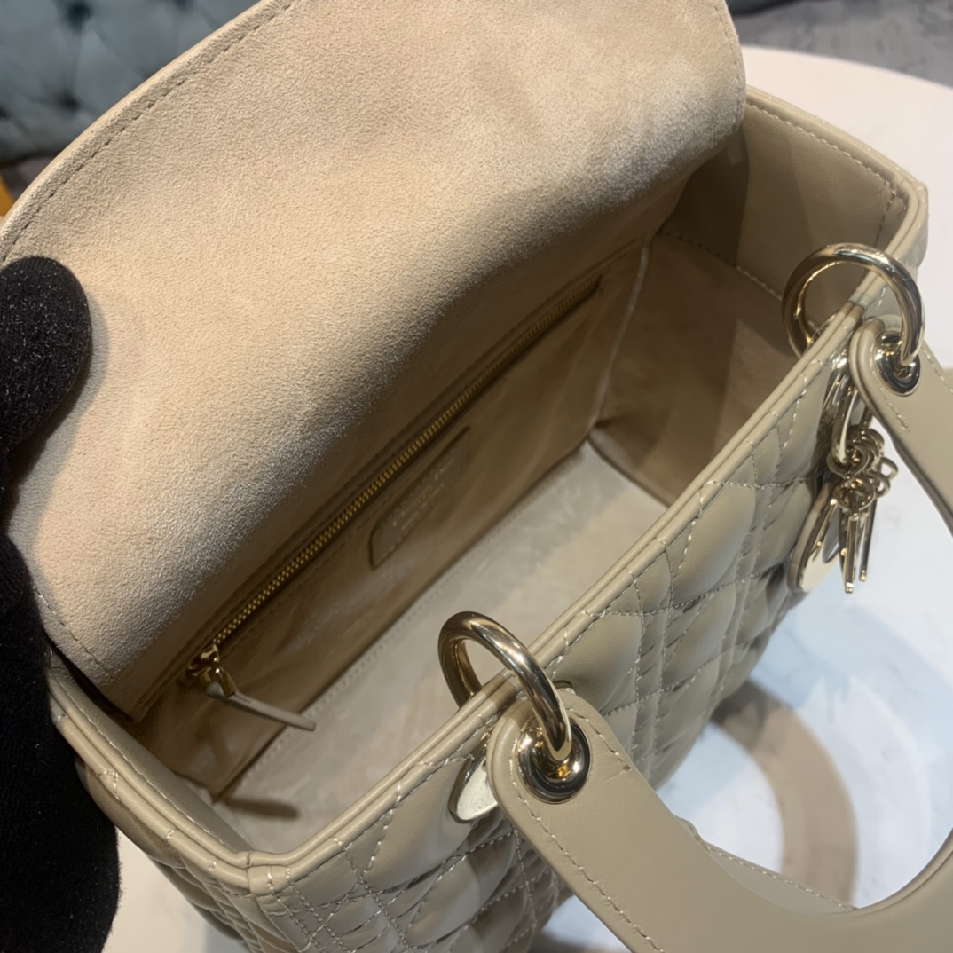 Small Lady Dior  Sand-Colored Cannage Lambskin - Replica Luxury Bags™