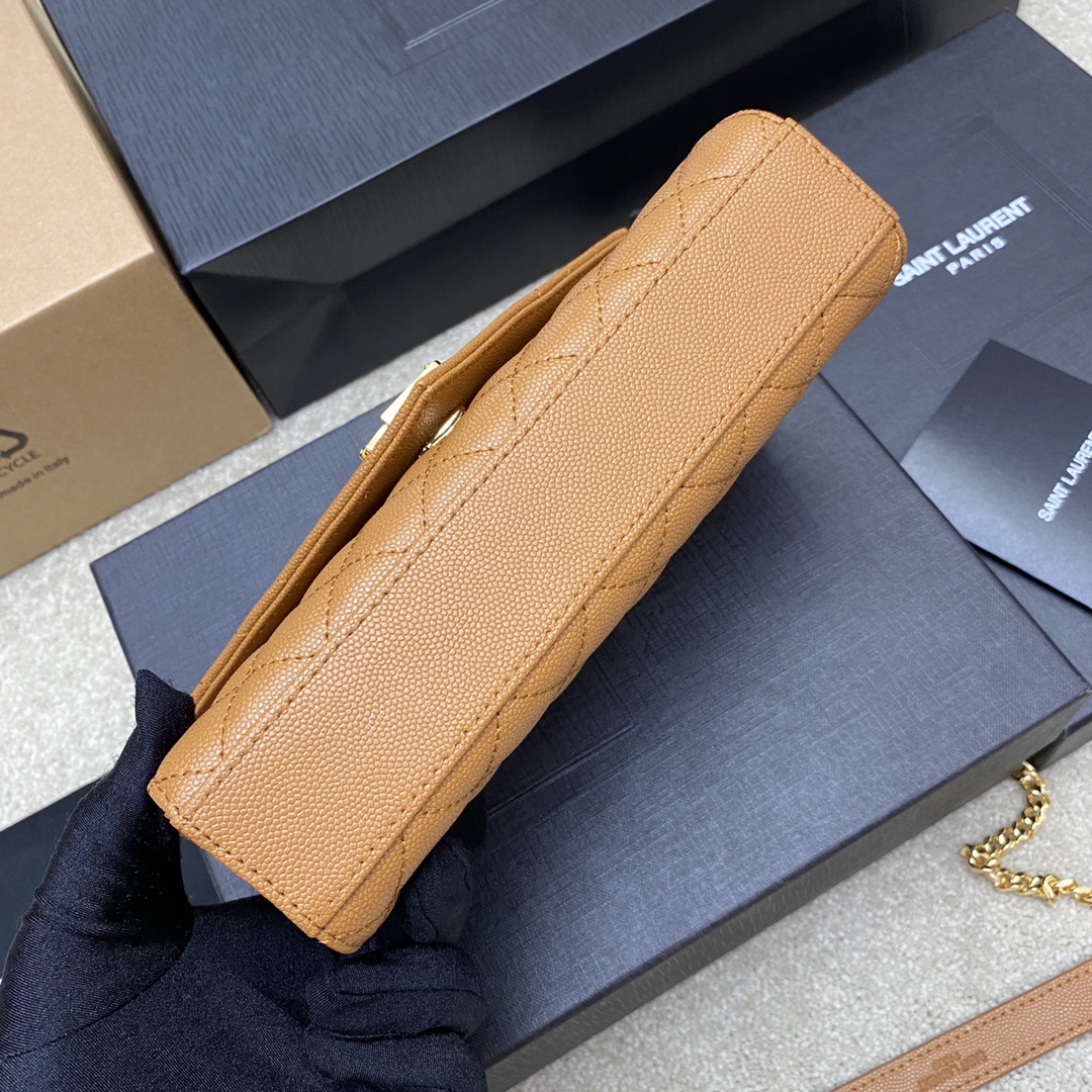 YSL Small Envelope  in Brown Quilted Leather - Replica Luxury Bags™