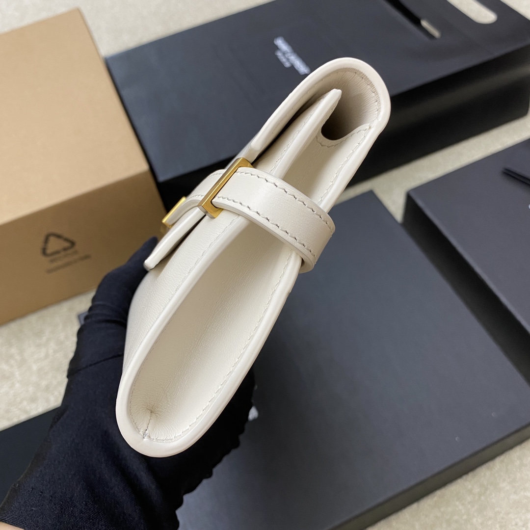YSL Manhattan Clutch  in White Smooth Leather - Replica Luxury Bags™