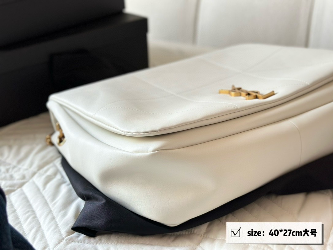 YSL White Soft Leather Chain Shoulder - Replica Luxury Bags™