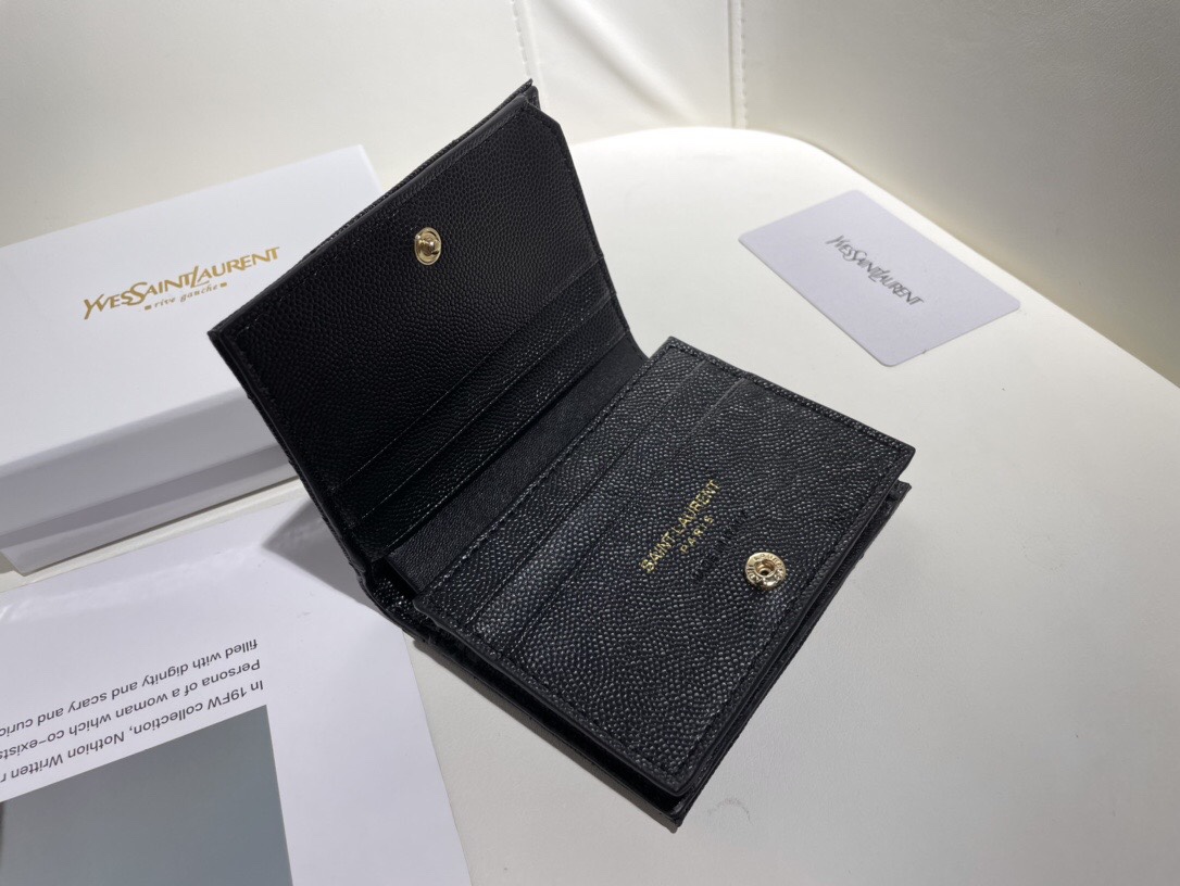 YSL Black Leather Wallet - Replica Luxury Bags™