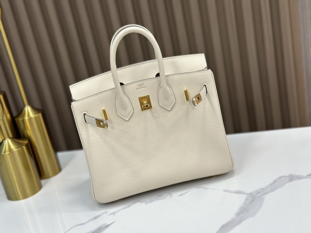 Hermes Birkin  25cm in Cream White Gold Hardware - Replica Luxury Bags™
