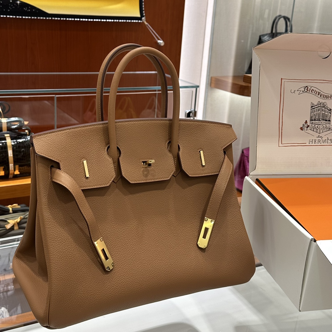 Hermes Birkin  35cm in Brown Gold Hardware - Replica Luxury Bags™