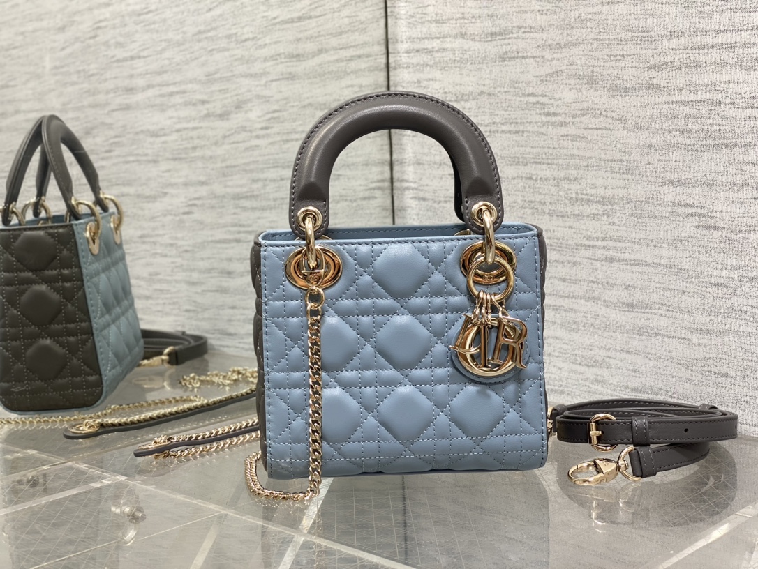 Mini & Small Lady Dior Two Tone  - Grey & Blue - Replica Luxury Bags™
