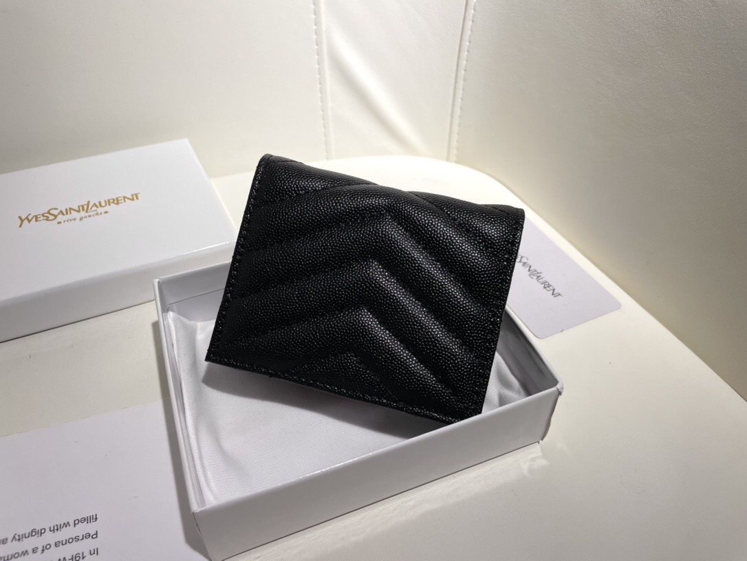 YSL Black Leather Wallet - Replica Luxury Bags™