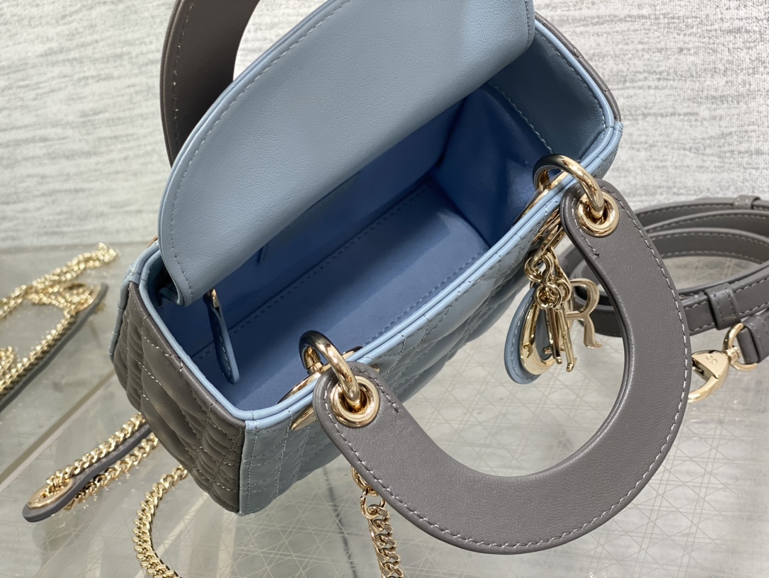Mini & Small Lady Dior Two Tone  - Grey & Blue - Replica Luxury Bags™