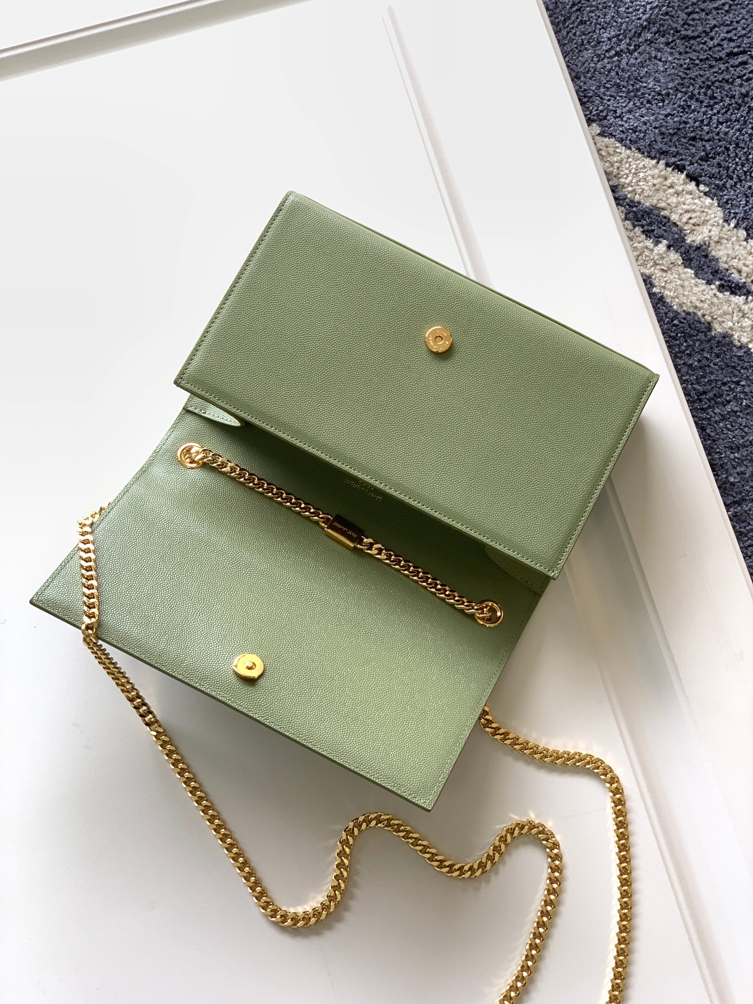 YSL Kate Small & Medium Chain  in Green Leather Gold-Toned Hardware - Replica Luxury Bags™