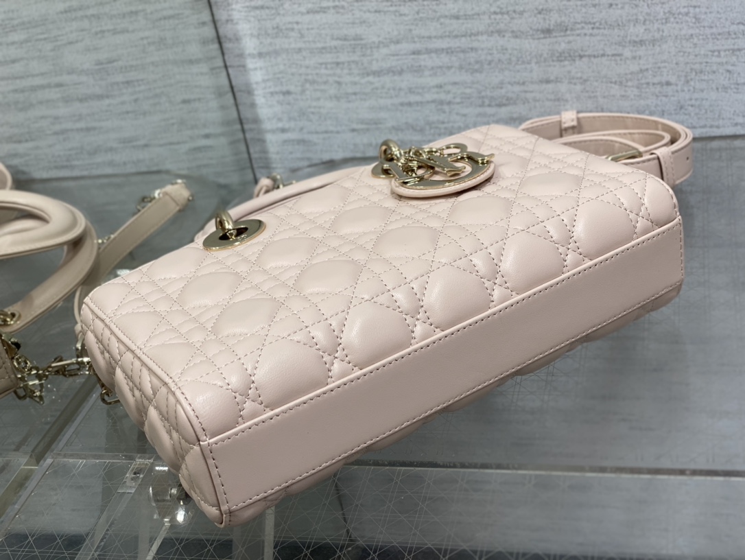 Dior Medium Lady D-Joy  | Powder Pink Cannage Lambskin - Replica Luxury Bags™
