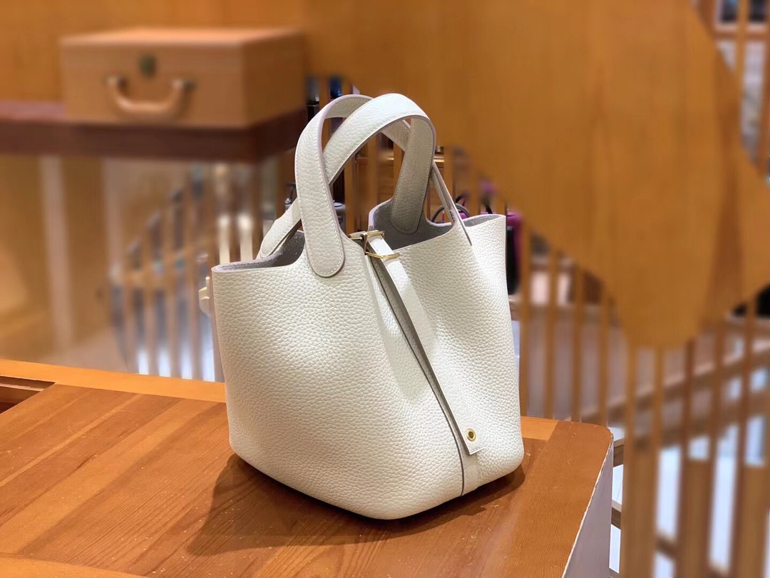 Hermes Picotin lock  18cm in White Gold Hardware - Replica Luxury Bags™