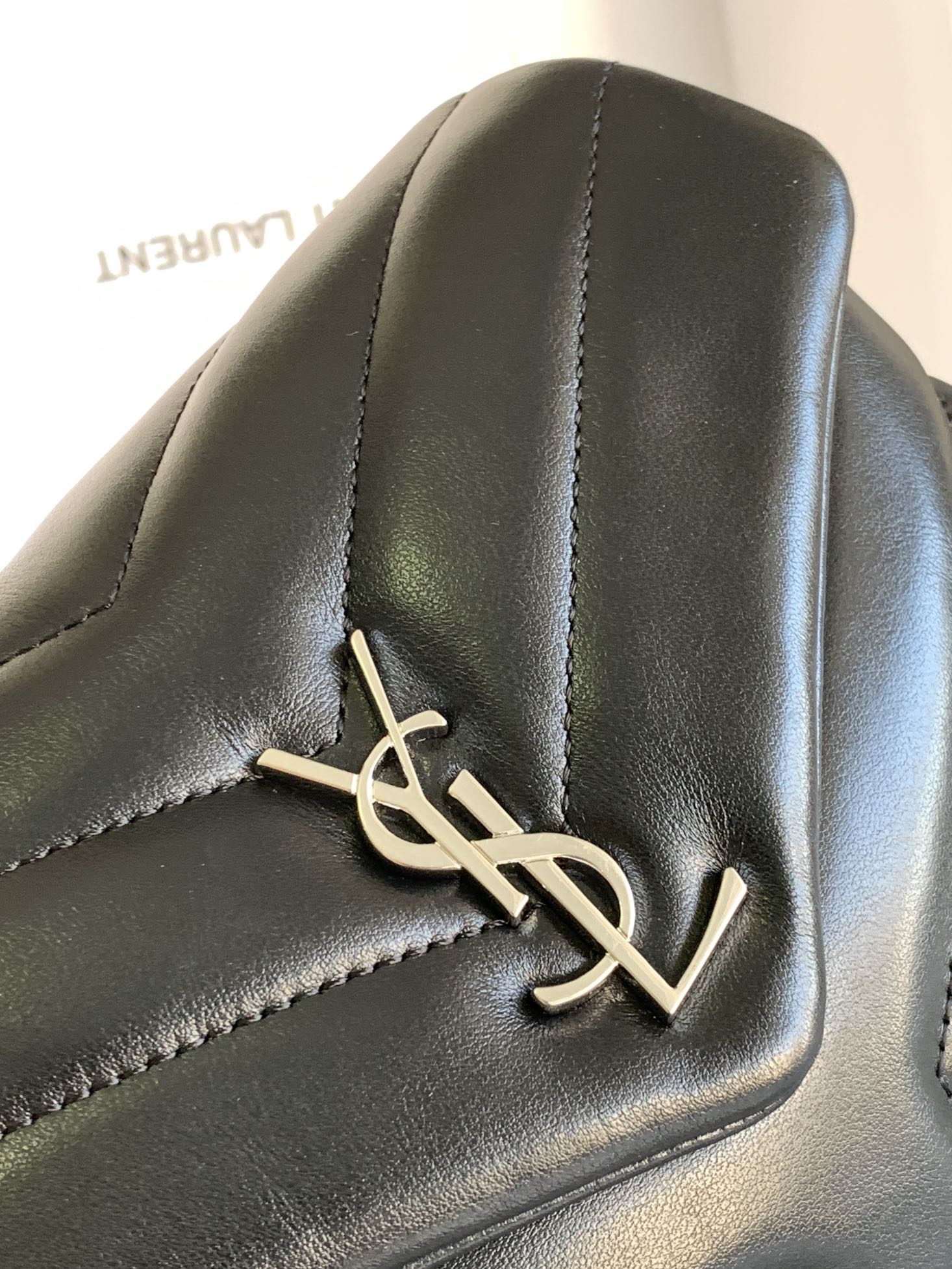 YSL Loulou Black Leather Shoulder  - Silver Hardware - Replica Luxury Bags™