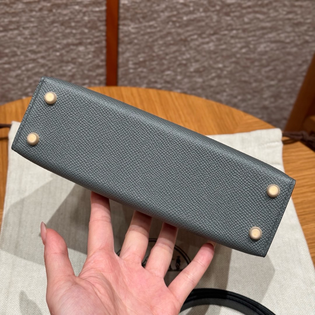 Hermes Mini Kelly 2  in Green Gold Hardware - Replica Luxury Bags™