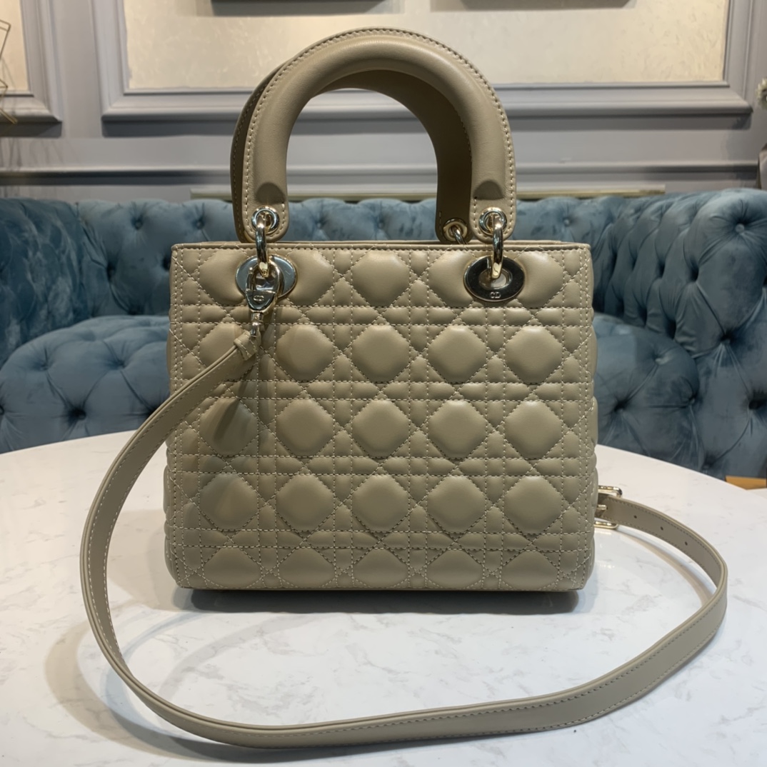 Small Lady Dior  Sand-Colored Cannage Lambskin - Replica Luxury Bags™