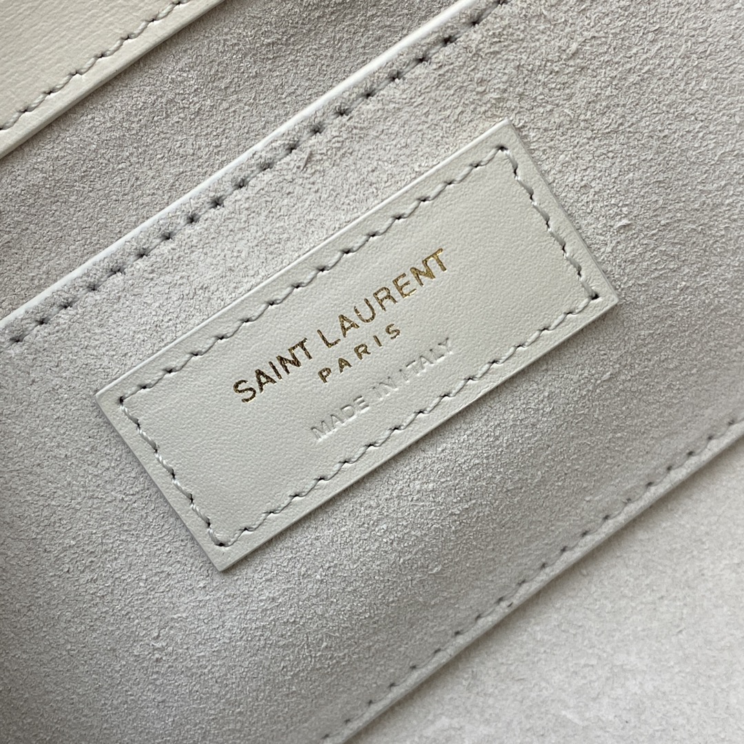 YSL Manhattan Clutch  in White Smooth Leather - Replica Luxury Bags™