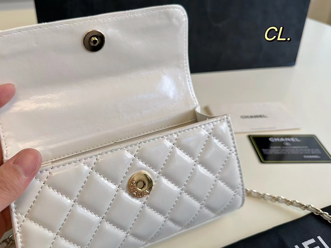 Chanel Small Tote  with Silver-Tone Chain in White - Replica Luxury Bags™