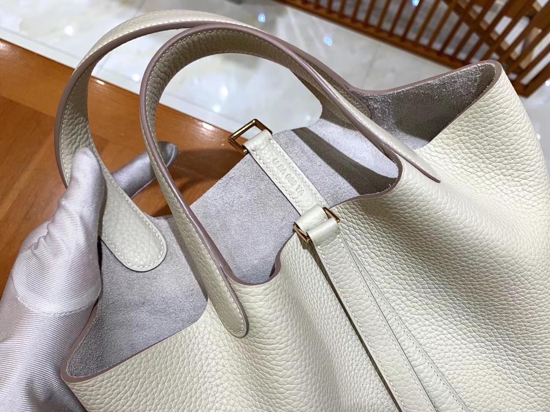 Hermes Picotin lock  18cm in White Gold Hardware - Replica Luxury Bags™