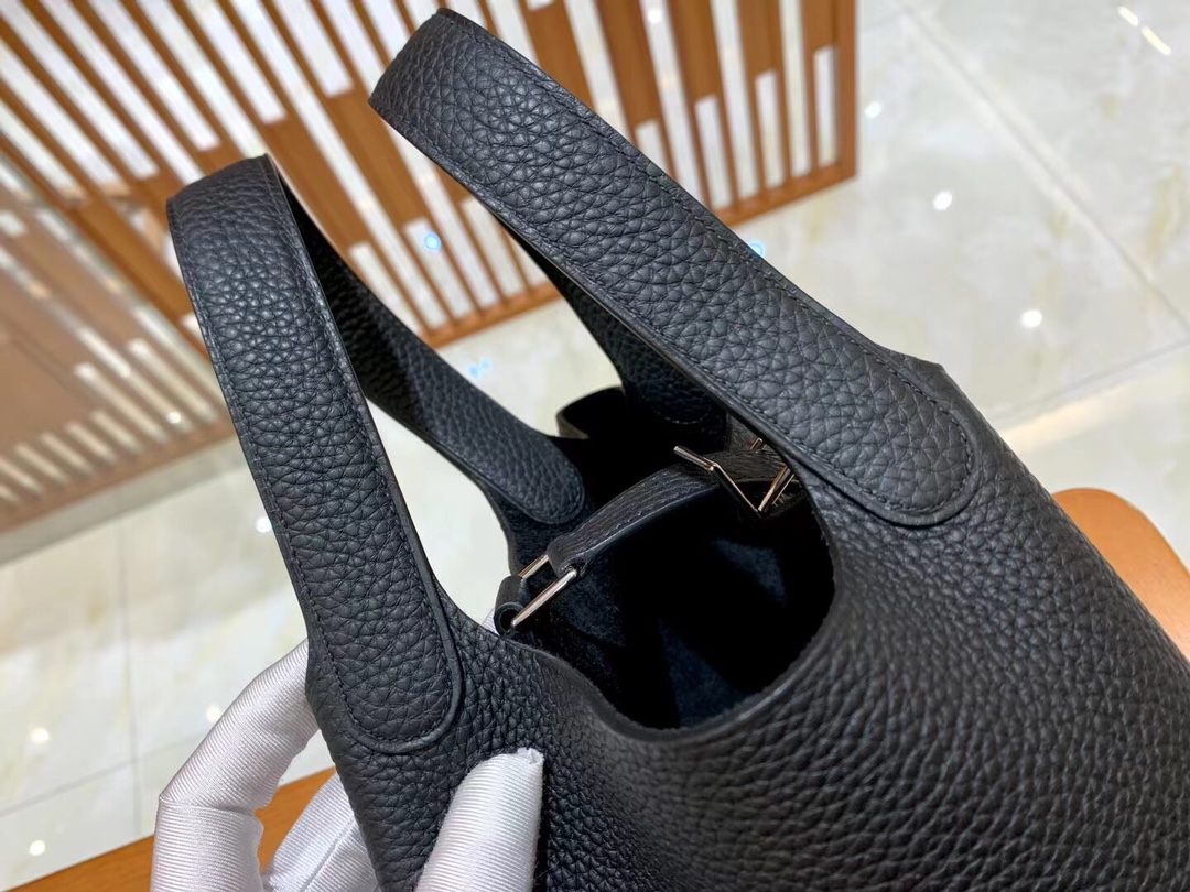 Hermes Picotin lock  18cm in Black Silver Hardware - Replica Luxury Bags™