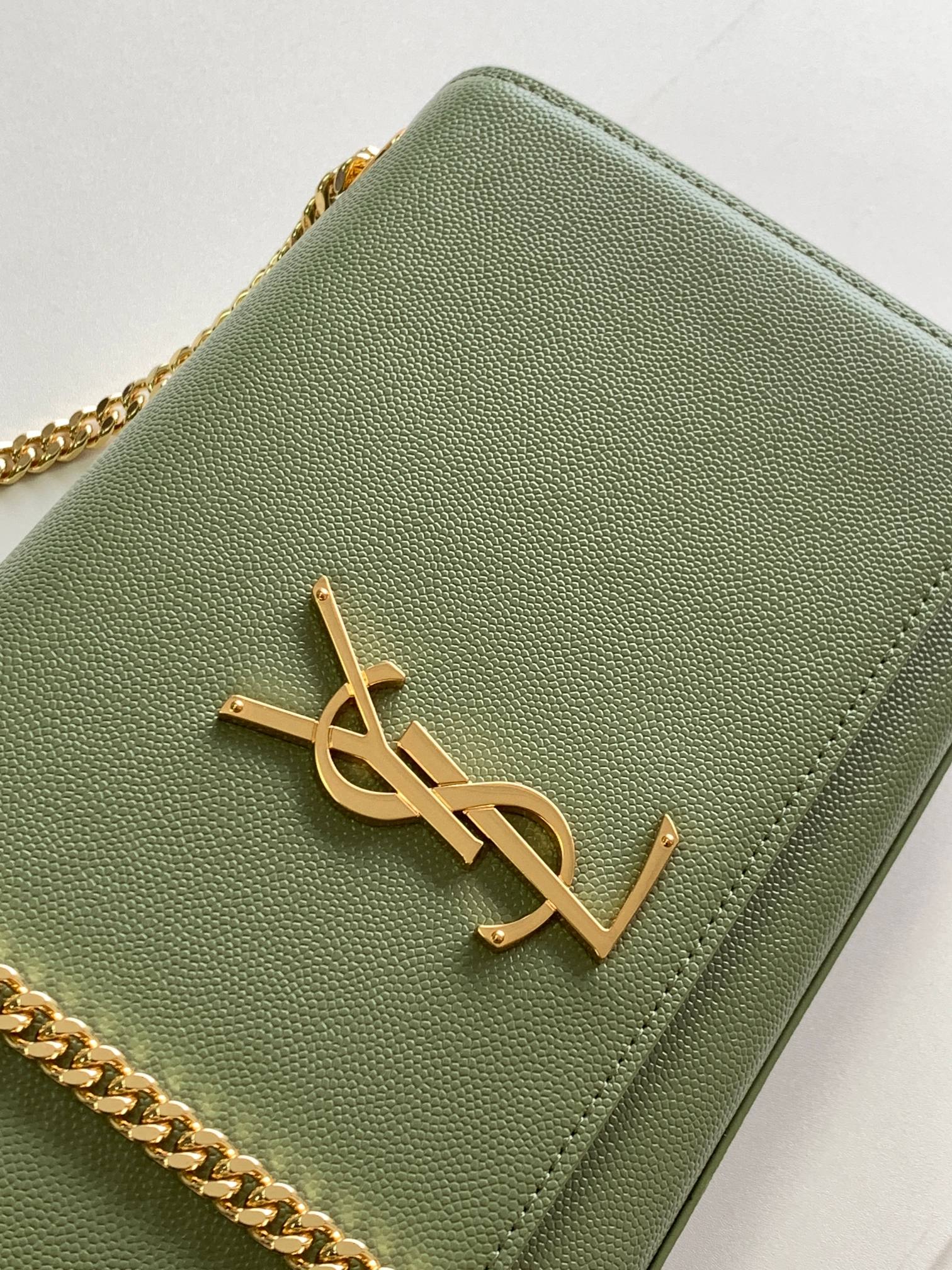 YSL Kate Small & Medium Chain  in Green Leather Gold-Toned Hardware - Replica Luxury Bags™