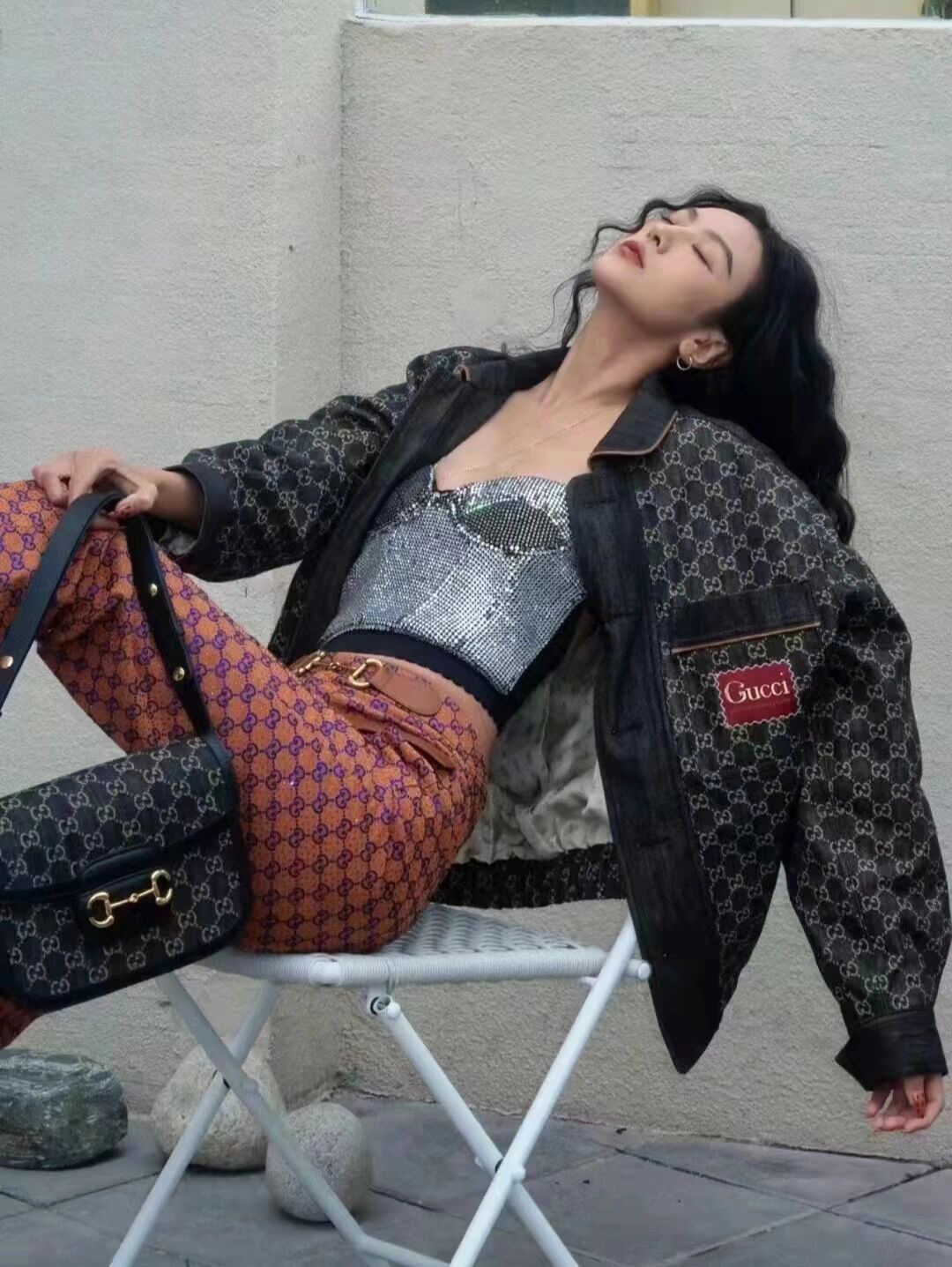 Gucci GG Black Denim 1955 Horsebit - Replica Luxury Bags™