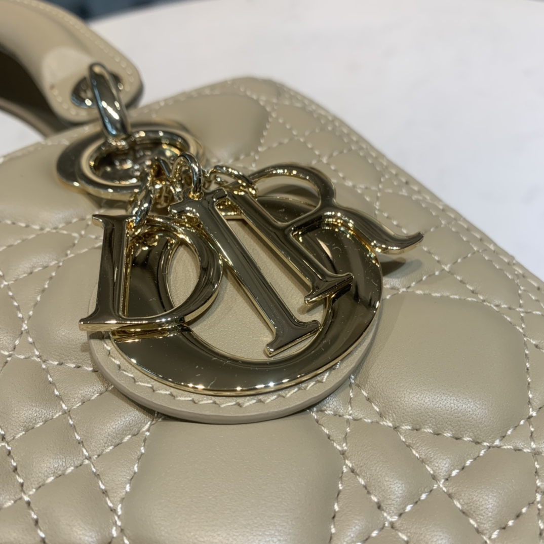 Small Lady Dior  Sand-Colored Cannage Lambskin - Replica Luxury Bags™