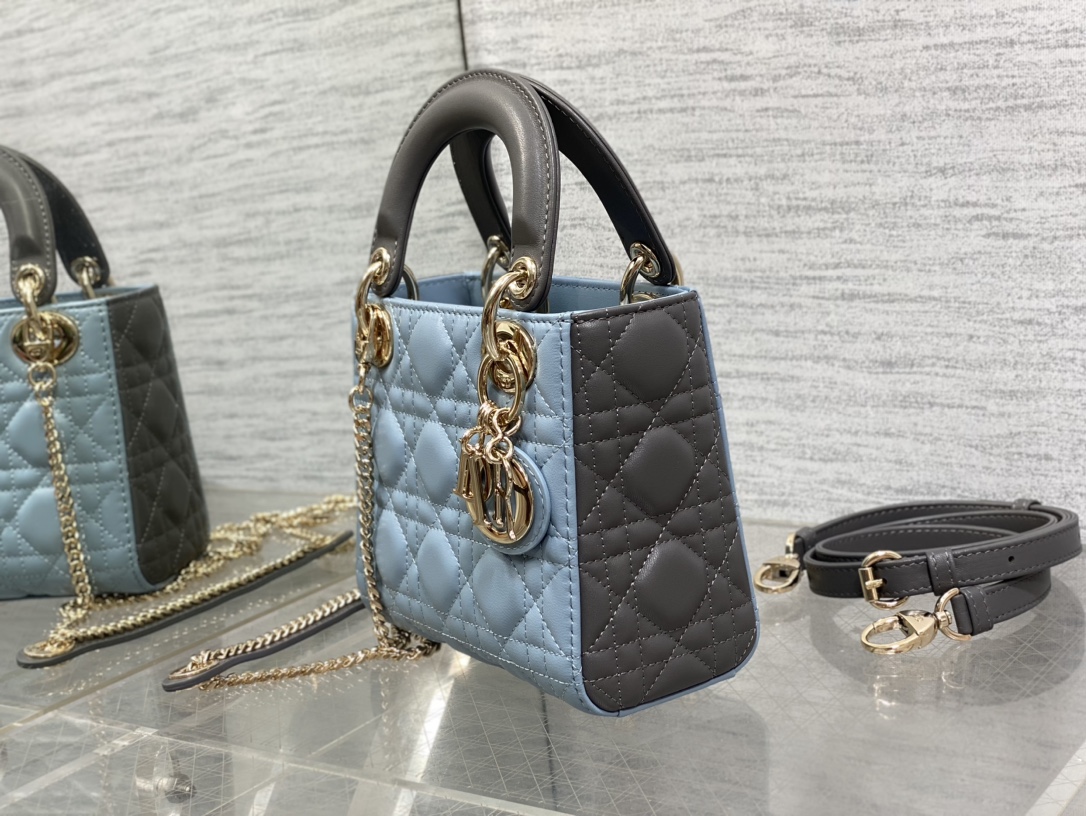 Mini & Small Lady Dior Two Tone  - Grey & Blue - Replica Luxury Bags™