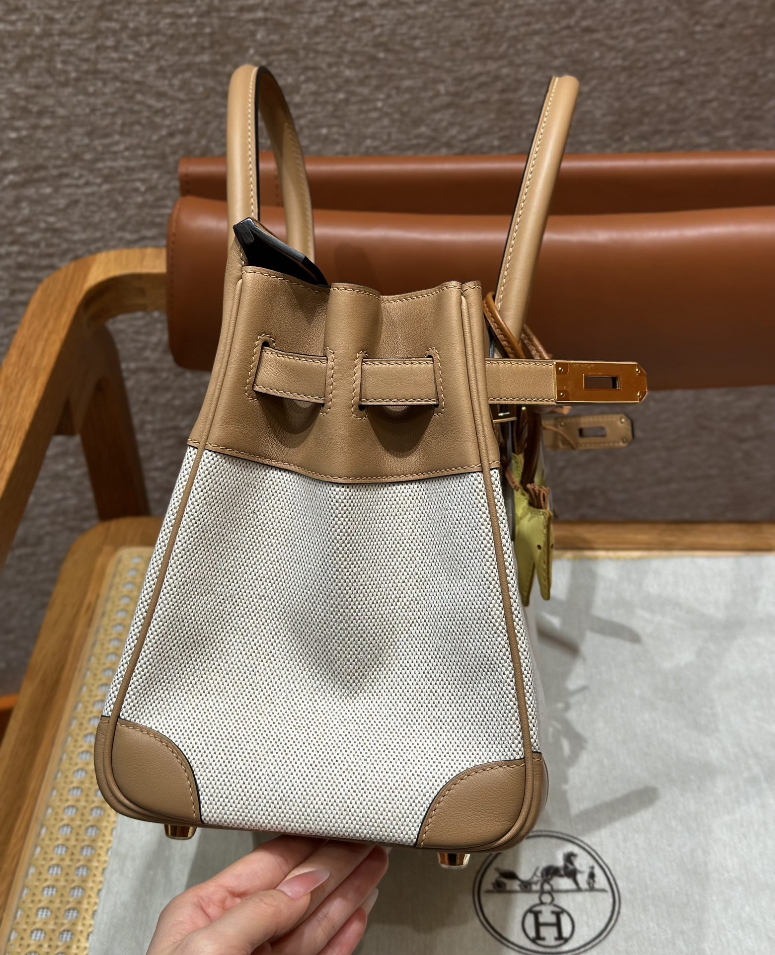 Hermes Birkin  30cm in Brown & White Red Gold Hardware - Replica Luxury Bags™