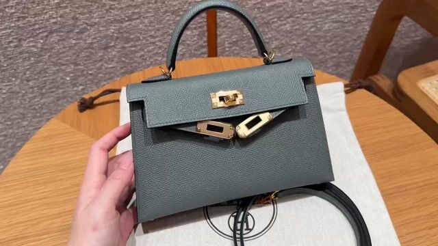 Hermes Mini Kelly 2  in Green Gold Hardware - Replica Luxury Bags™