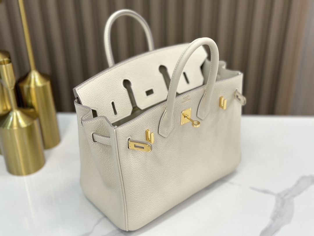 Hermes Birkin  25cm in Cream White Gold Hardware - Replica Luxury Bags™