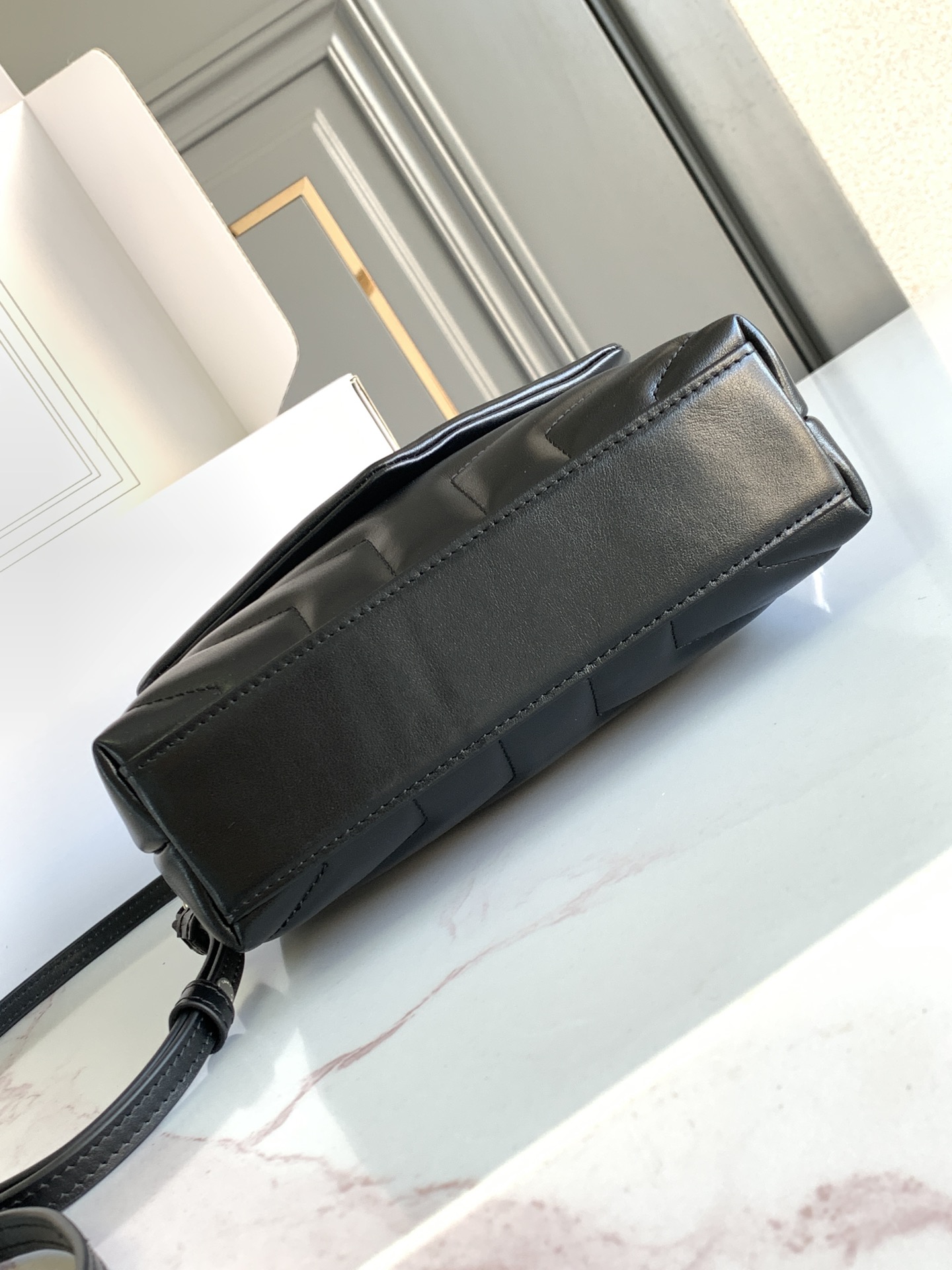 YSL Loulou Black Leather Shoulder  - Silver Hardware - Replica Luxury Bags™