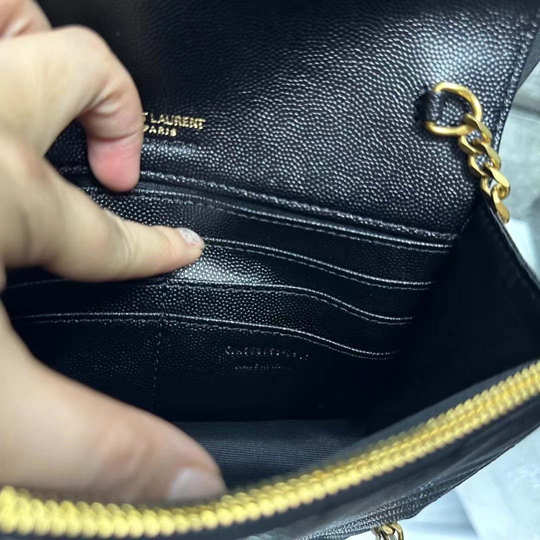 YSL Chain Shoulder  - Black Leather & Gold Hardware - Replica Luxury Bags™