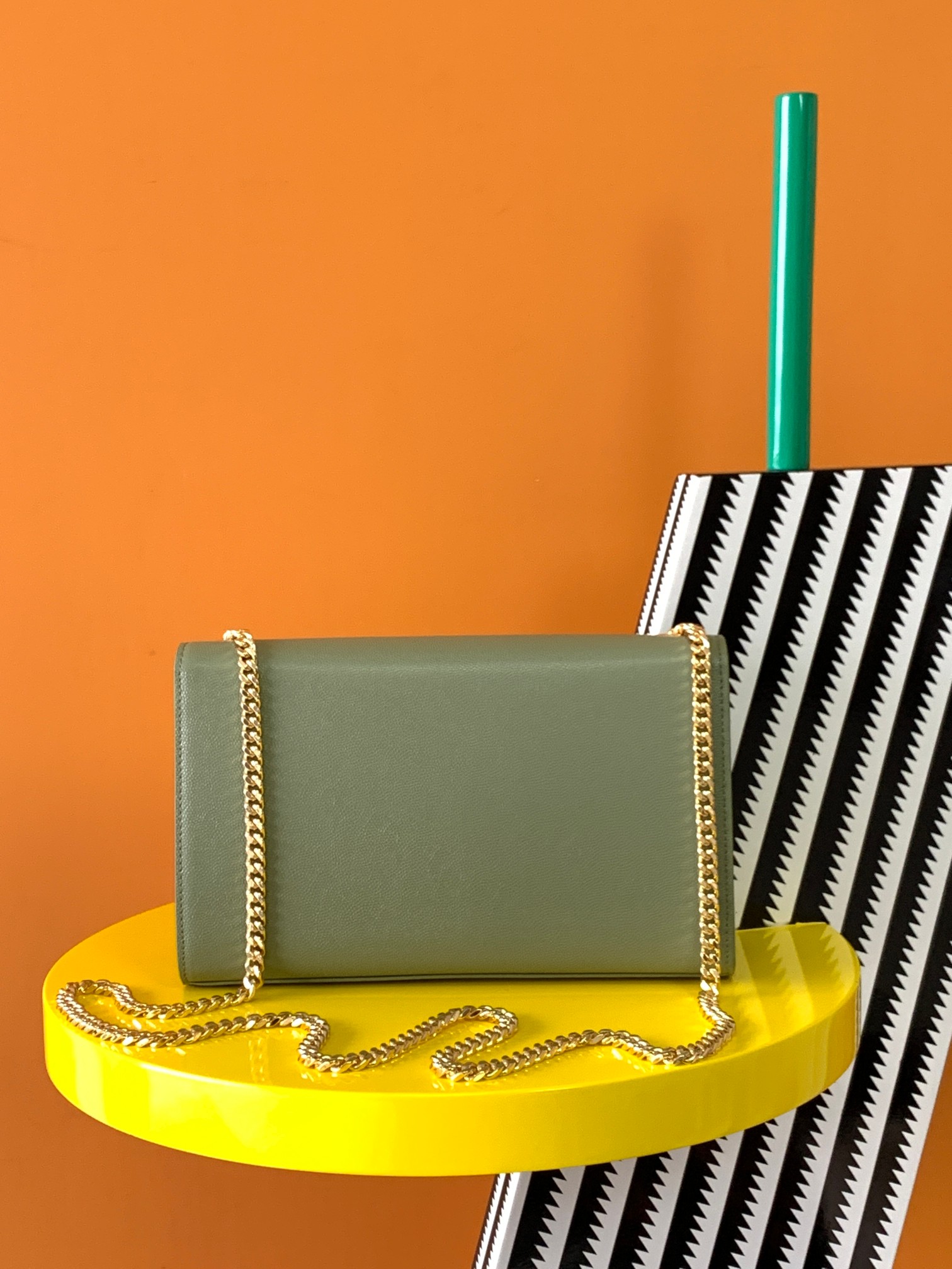YSL Kate Small & Medium Chain  in Green Leather Gold-Toned Hardware - Replica Luxury Bags™