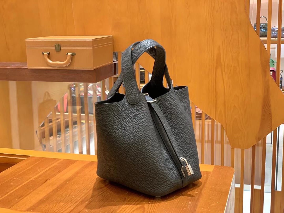 Hermes Picotin lock  18cm in Black Silver Hardware - Replica Luxury Bags™