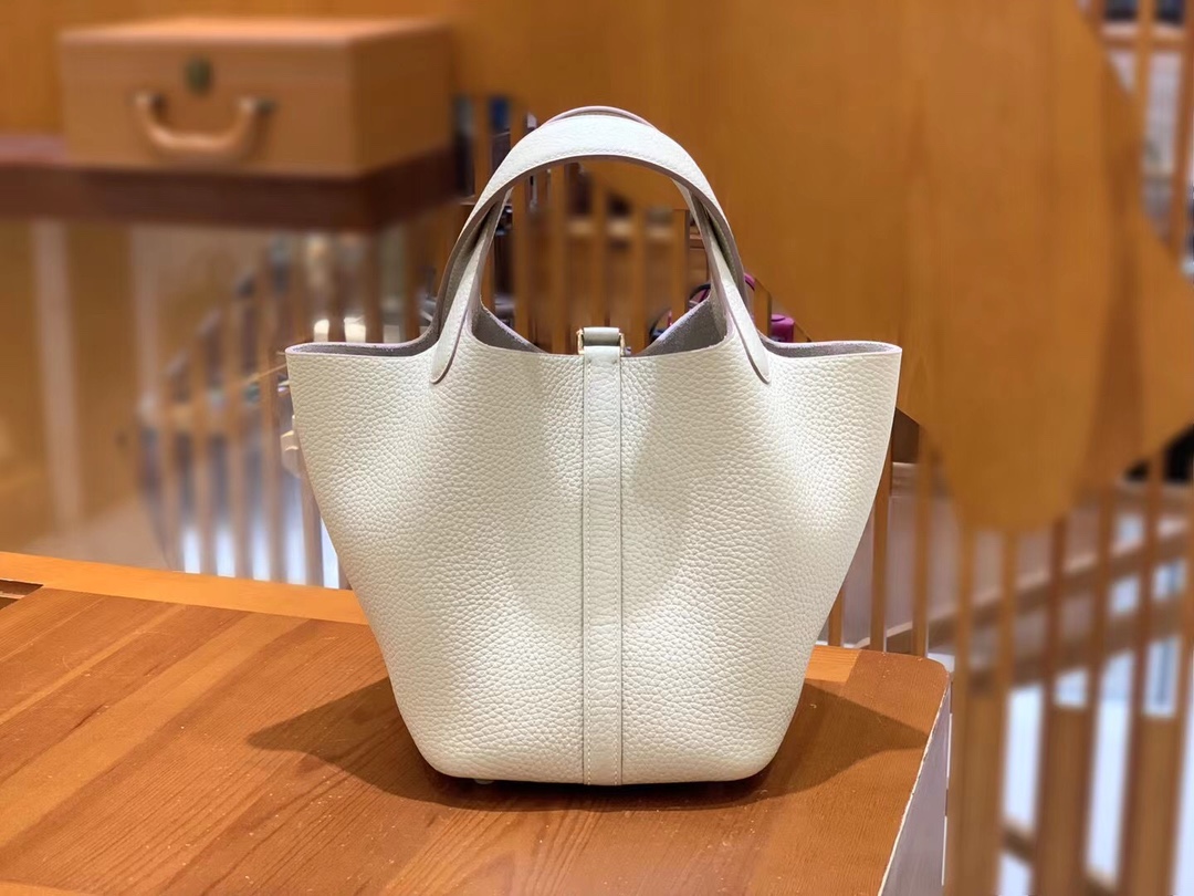 Hermes Picotin lock  18cm in White Gold Hardware - Replica Luxury Bags™