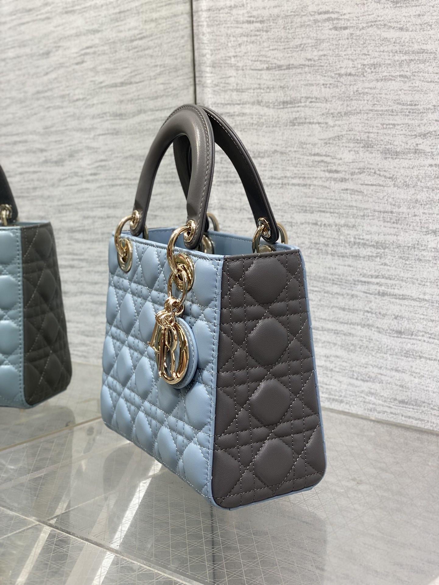 Mini & Small Lady Dior Two Tone  - Grey & Blue - Replica Luxury Bags™