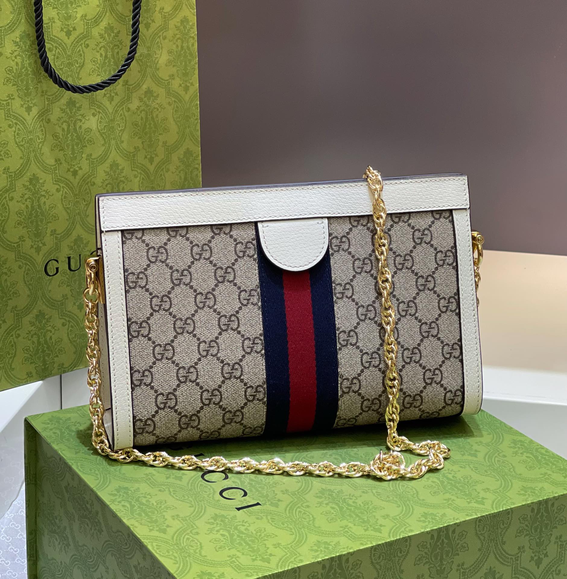 Gucci Ophidia Mini & Small Shoulder  in White Leather Trim | Letter - Replica Luxury Bags™