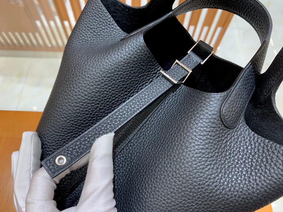 Hermes Picotin lock  18cm in Black Silver Hardware - Replica Luxury Bags™