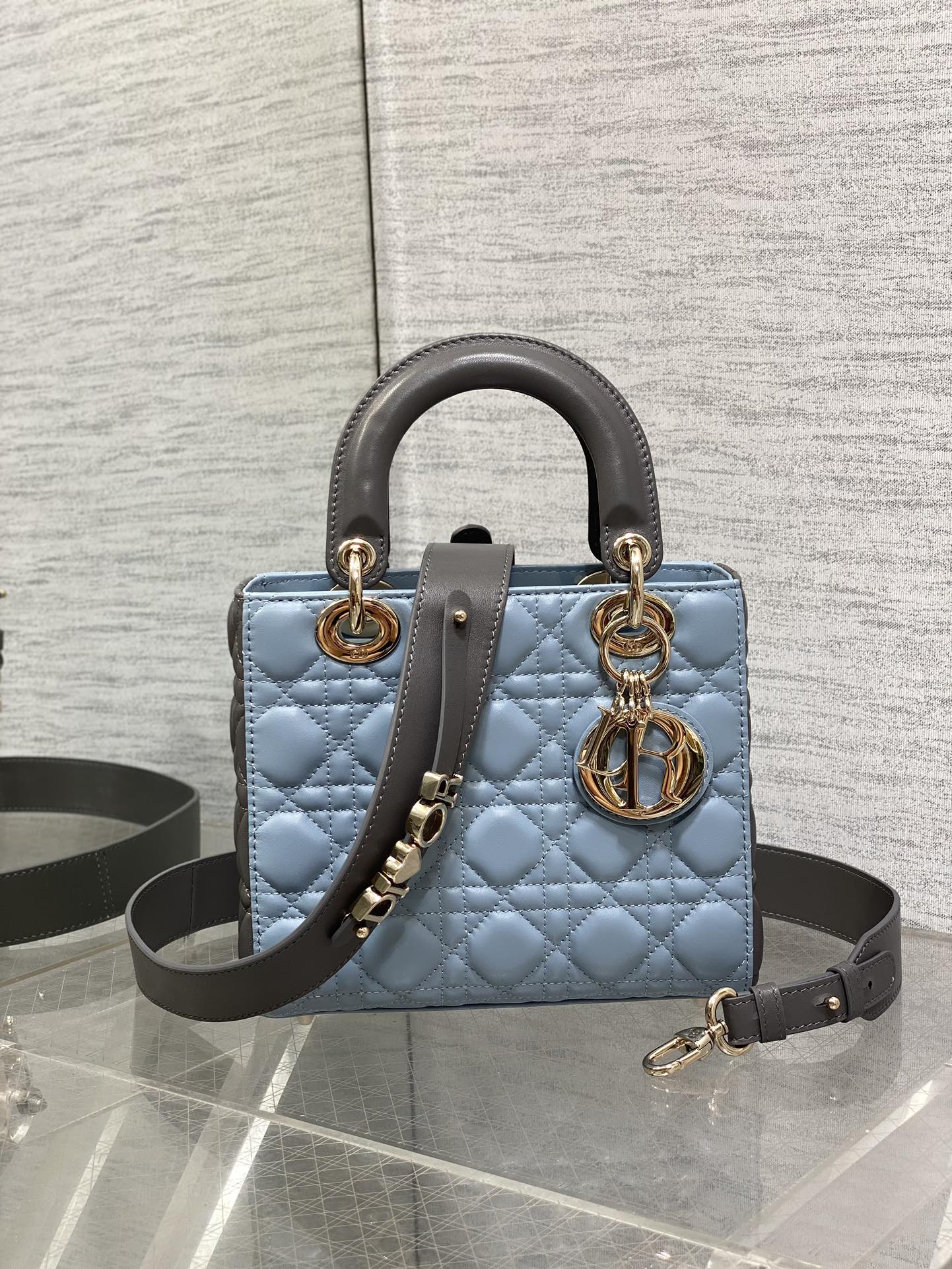Mini & Small Lady Dior Two Tone  - Grey & Blue - Replica Luxury Bags™