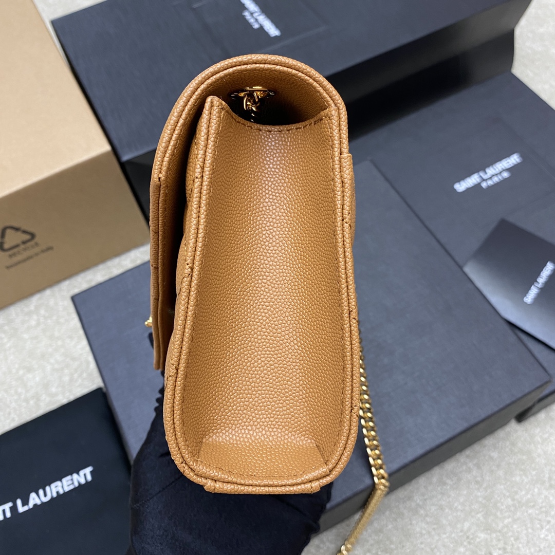 YSL Small Envelope  in Brown Quilted Leather - Replica Luxury Bags™