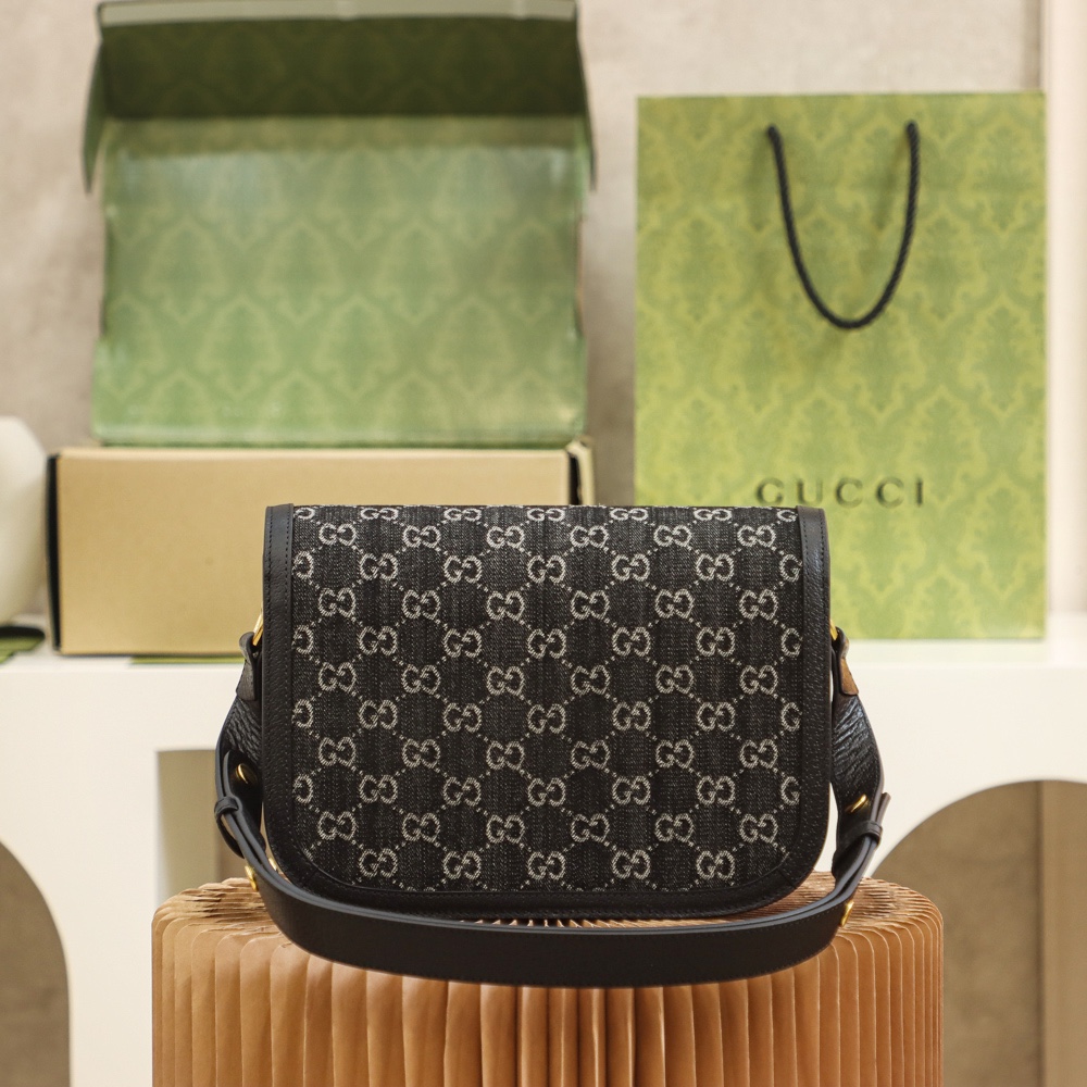Gucci GG Black Denim 1955 Horsebit - Replica Luxury Bags™