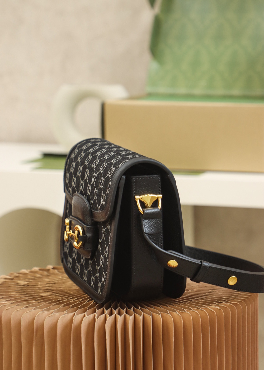 Gucci GG Black Denim 1955 Horsebit - Replica Luxury Bags™
