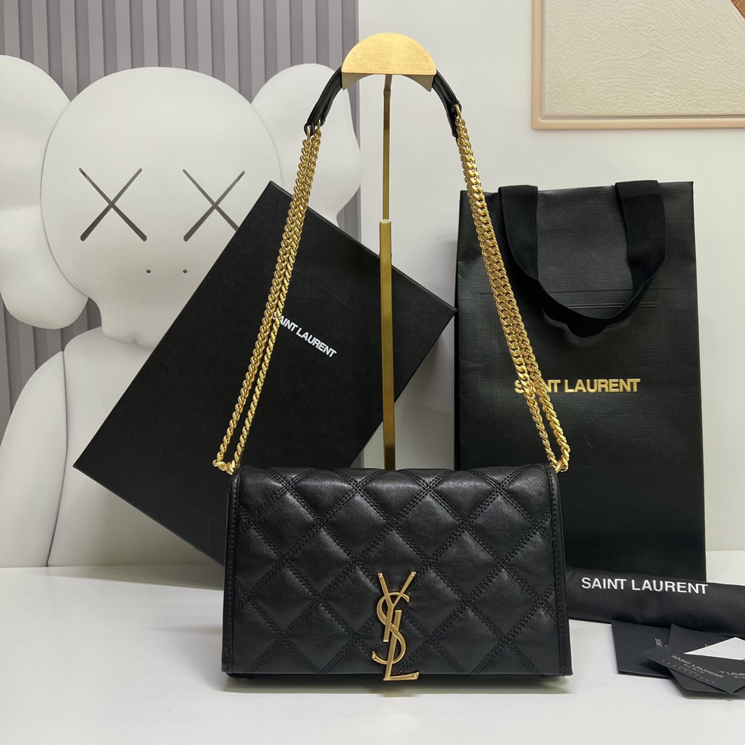YSL Becky Wallet on Chain  in Diamond Quilted Lambskin - Replica Luxury Bags™