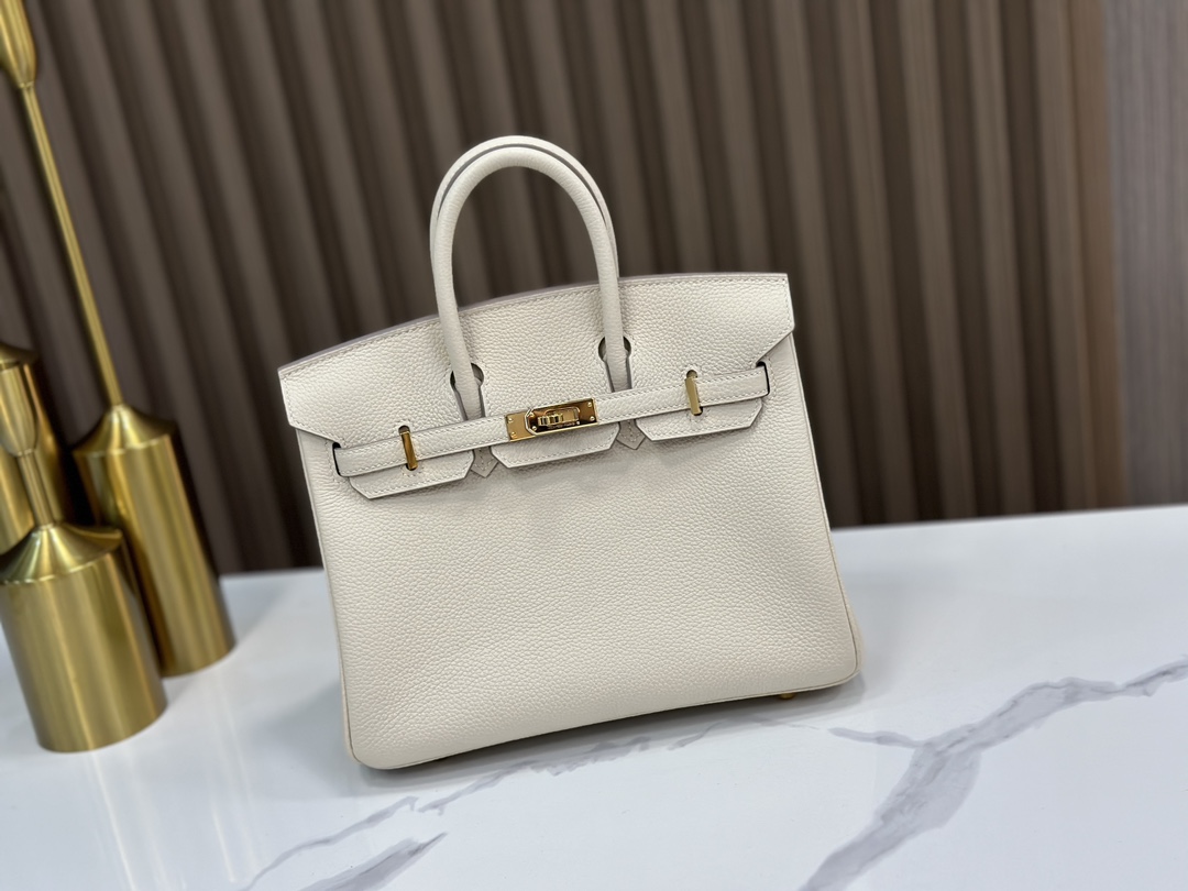 Hermes Birkin  25cm in Cream White Gold Hardware - Replica Luxury Bags™