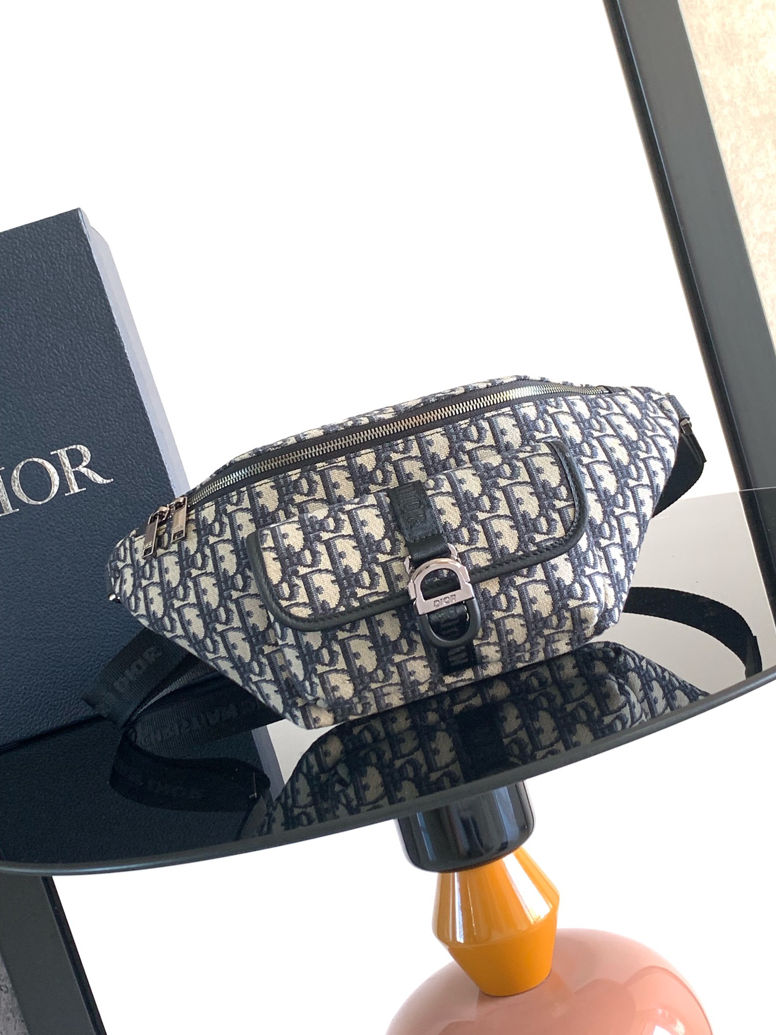 Dior 8 Belt Bag - Beige and Black Dior Oblique Jacquard - Replica Luxury Bags™