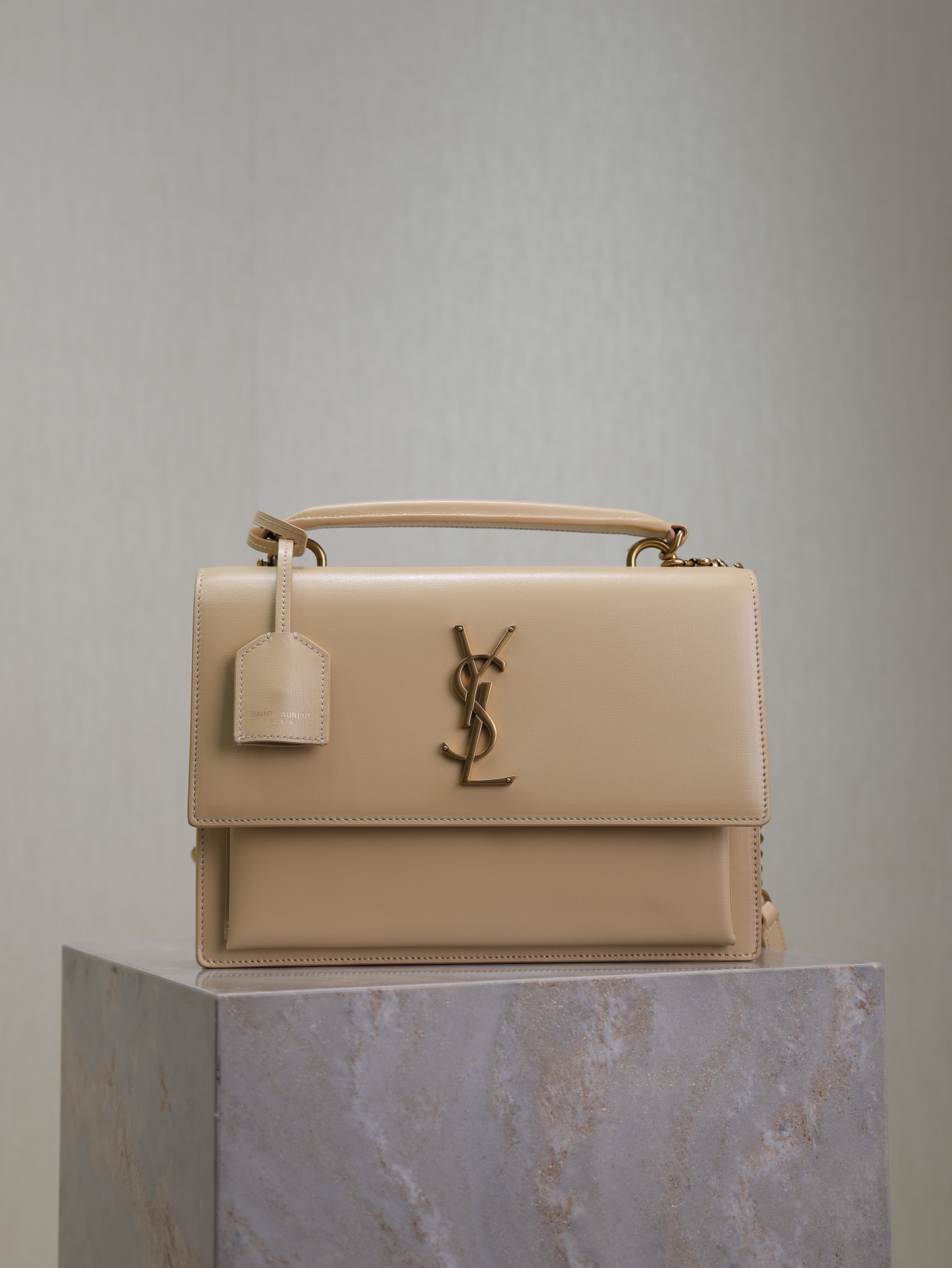 YSL Top Handle Sunset  in Apricot Smooth Leather - Replica Luxury Bags™