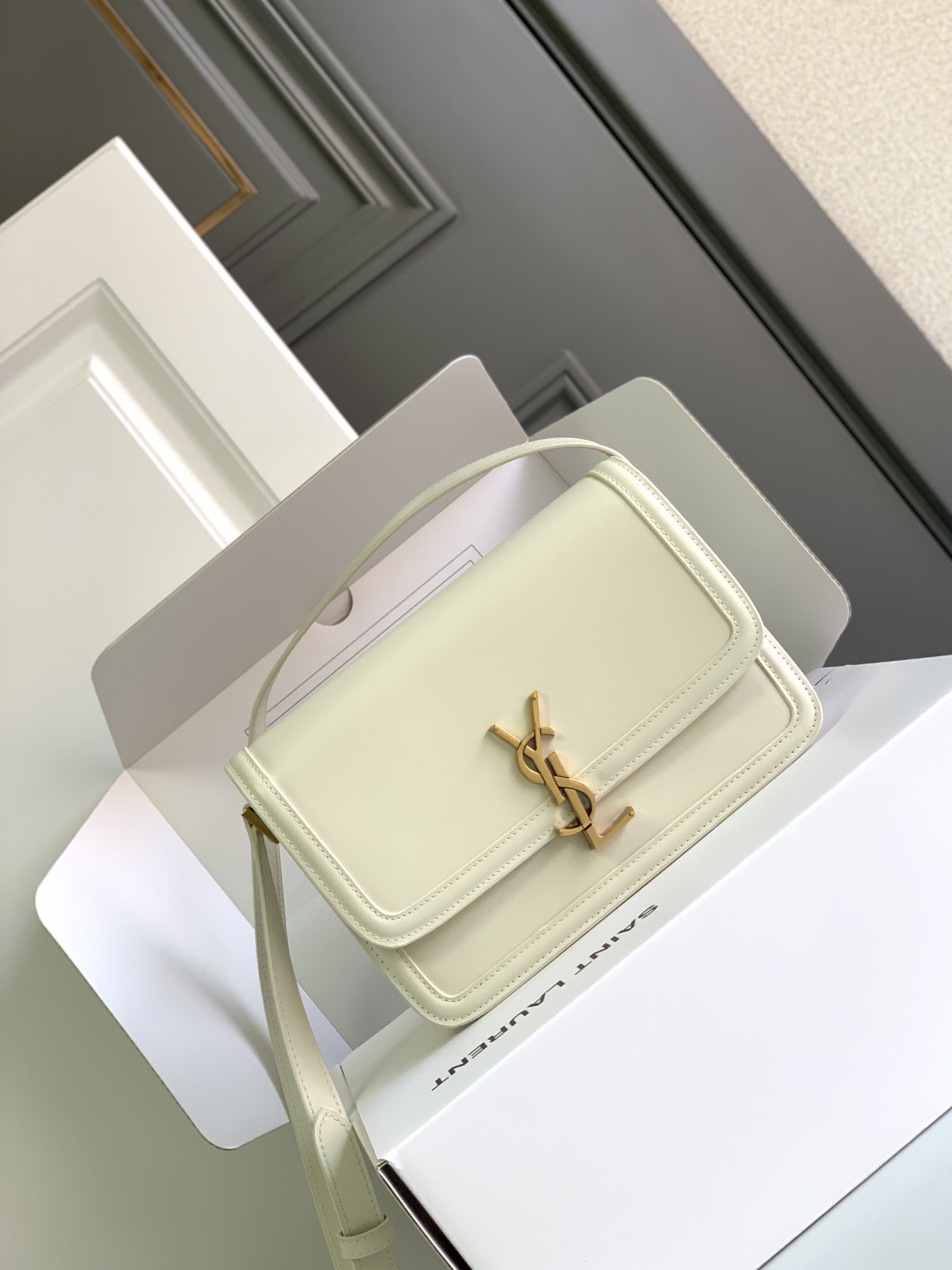 YSL Solferino Small & Medium Satchel in Box  in Vintage White - Replica Luxury Bags™