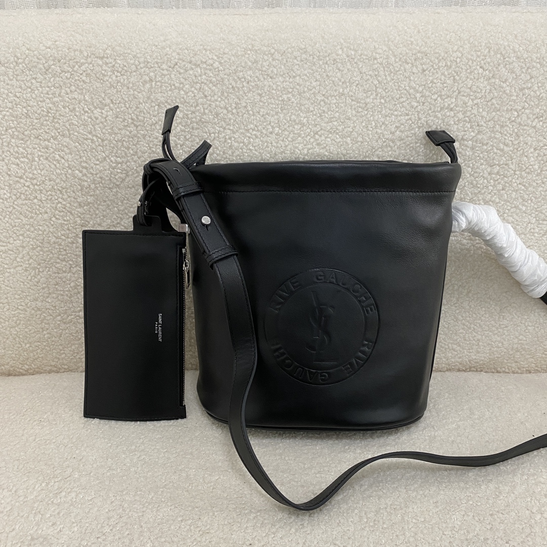 YSL RIVE GAUCHE Leather Debossed Logo Bucket - Replica Luxury Bags™